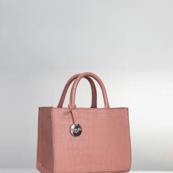 Ella Midi Tote - Peach Croc Embossed Leather