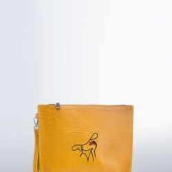 Kayla Leather Pouch - Yellow Snakeprint Leather
