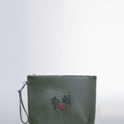 Kayla Leather Pouch – Dark Olive Calfskin