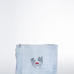 Kayla Leather Pouch - Grey