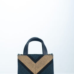 Ella Micro Tote – Aso Oke Leather Bag (Blue/Cream)