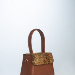Bailey Box Bag - Chestnut Brown & Gold Leopard Print Leather