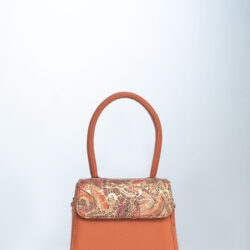 Bailey Box Bag - Peach & Gold Paisley Pattern Leather