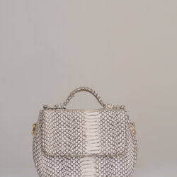 O'Eclat Amber Box Mini Crossbody Bag - White Patterned Leather
