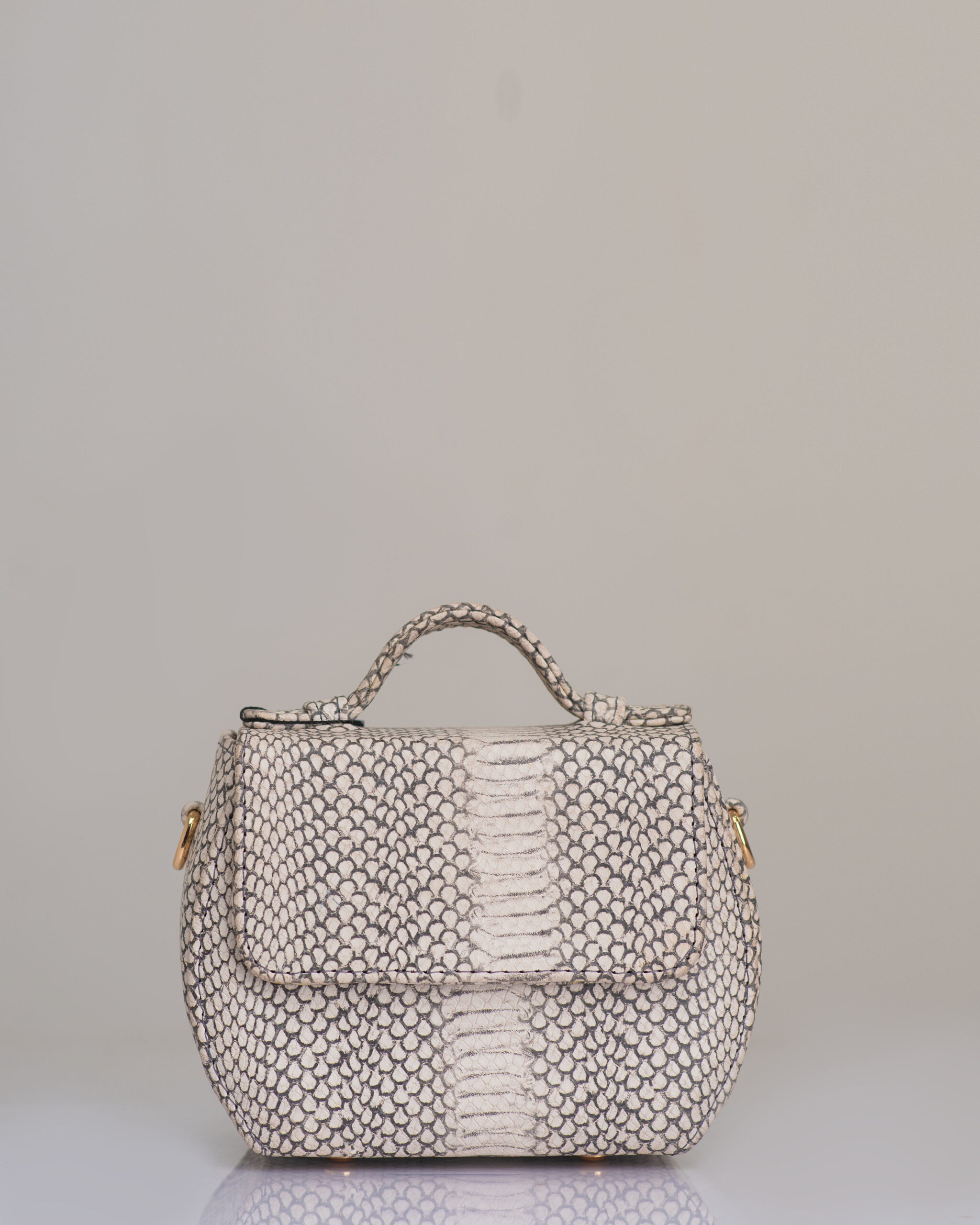 O'Eclat Amber Box Mini Crossbody Bag - White Patterned Leather O'Eclat Amber Box Mini Crossbody Bag - White Patterned Leather
