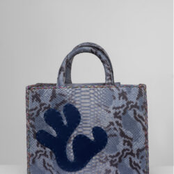 Ella Midi Tote - Slate-Blue and Gray Leather Tote