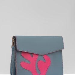 Emma Envelope Clutch – Dusty Blue Calfskin Leather