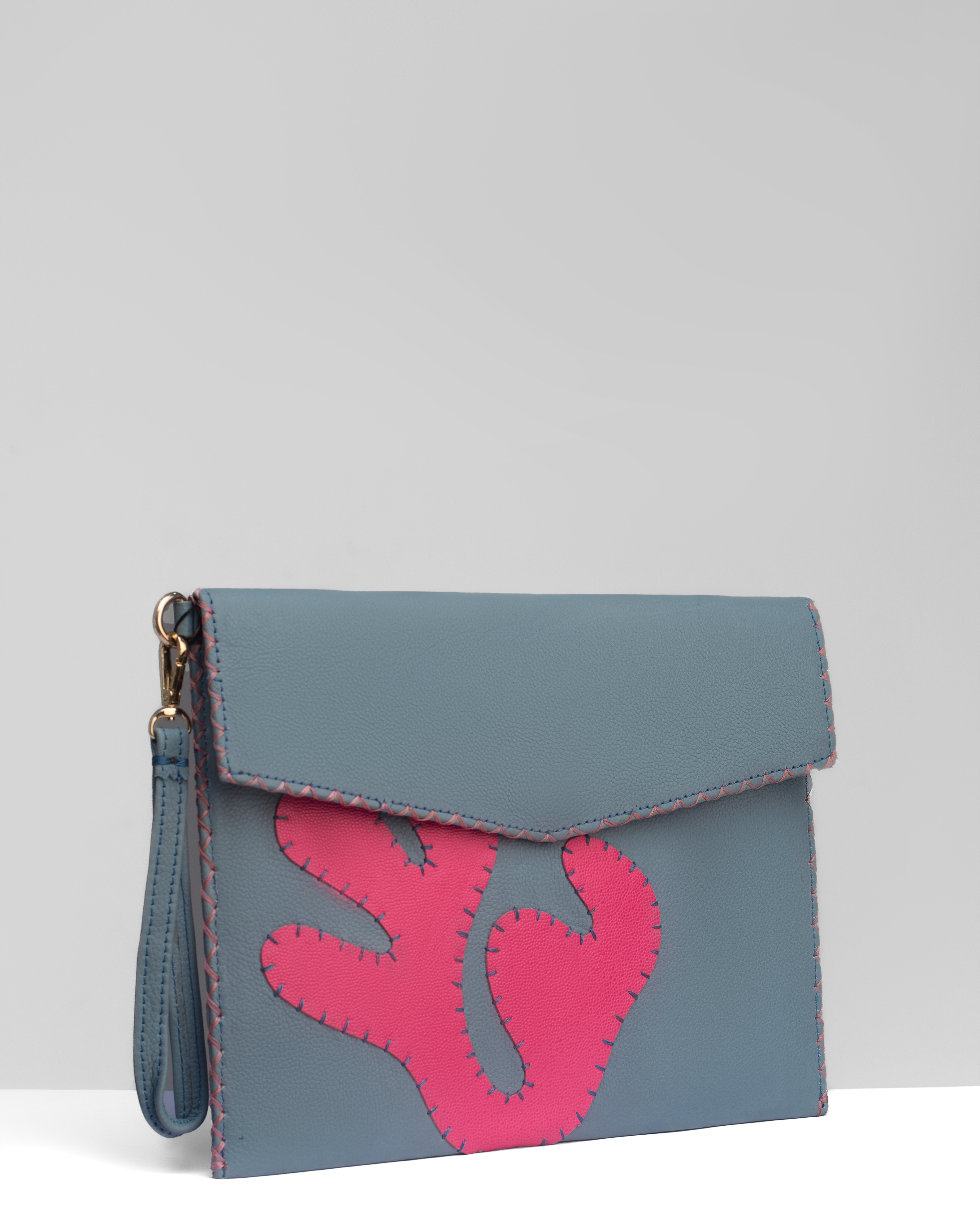 Emma Envelope Clutch – Dusty Blue Calfskin Leather Emma Envelope Clutch – Dusty Blue Calfskin Leather